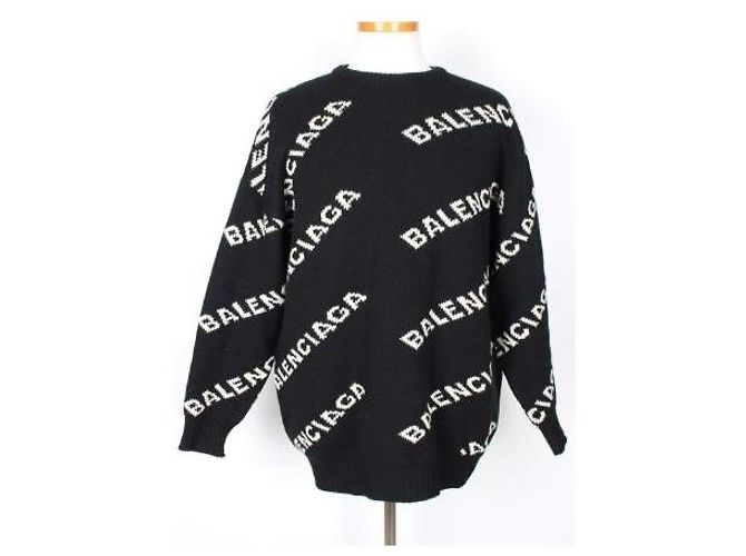 Balenciaga Multi Logo Strick Black White