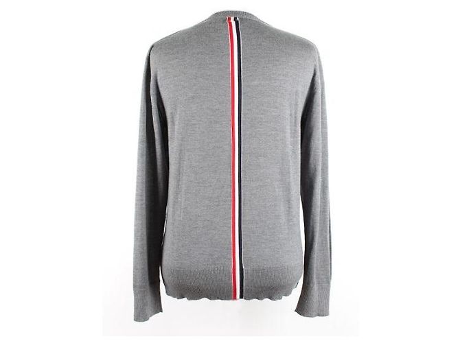 Thom Browne Pull en maille de laine gris