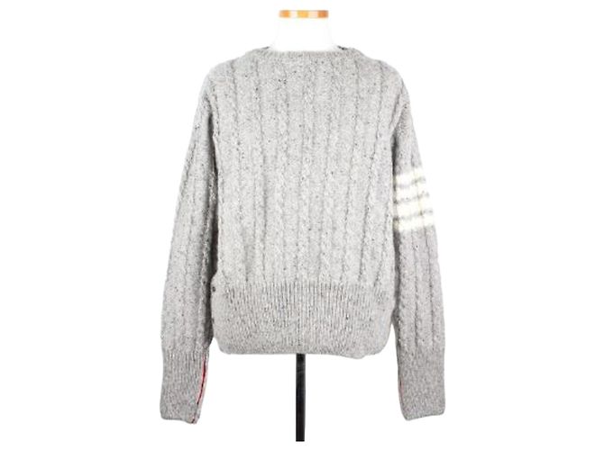 Thom Browne Pull en maille torsadée Gris