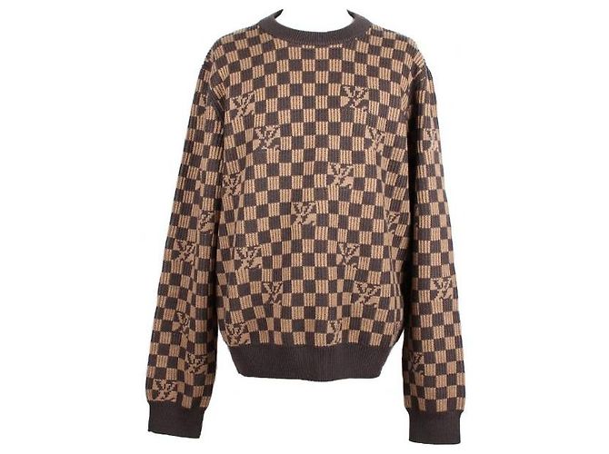 Louis Vuitton Pull en maille Damier côtelé XL
