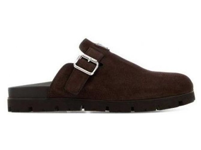 Prada Suede Mules Dark Brown