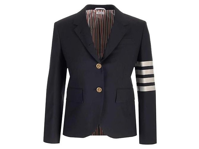 Thom Browne Striped Plain Woven Wool Jacket