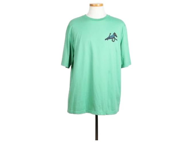 Hermès Kurzarm T-Shirt mit Pferdeleder-Patch Mintgrün