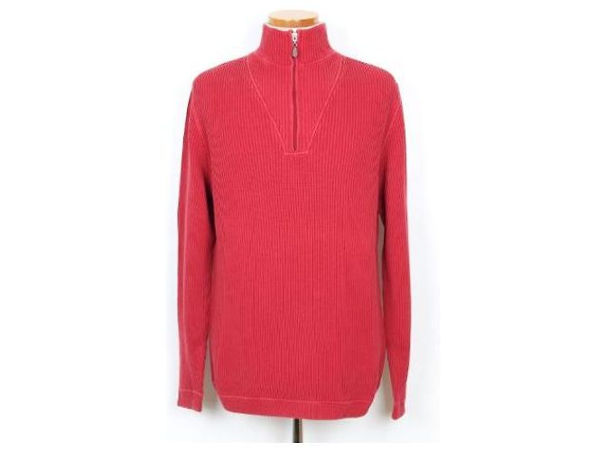 Brunello Cucinelli Strickpullover mit halbem Reißverschluss Rot