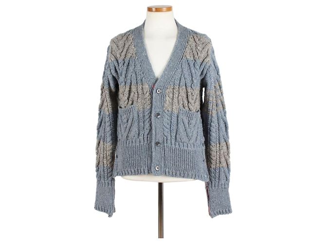 Thom Browne Patchwork-Cardigan mit Zopfstrick