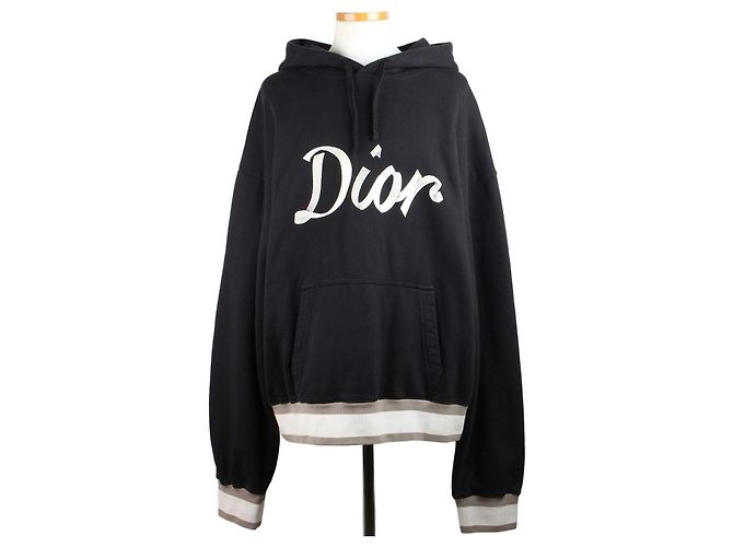 Dior Oversized Hoodie mit besticktem Logo Schwarz