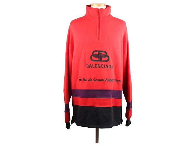 Balenciaga Bestickter Half-Zip Rollkragen-Sweatshirt
