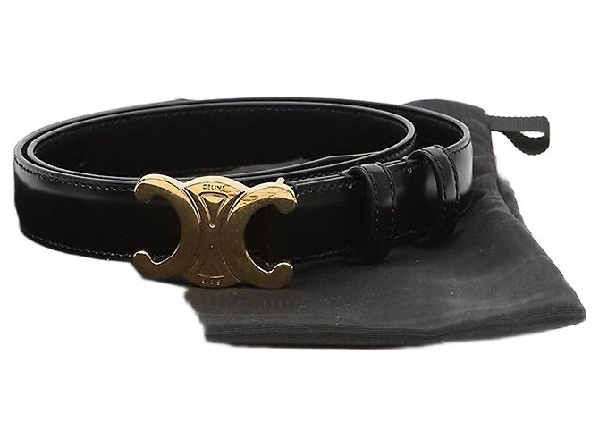 Céline Triomphe Logo Belt Black