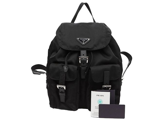 Prada Nylon Triangle Logo Backpack Black