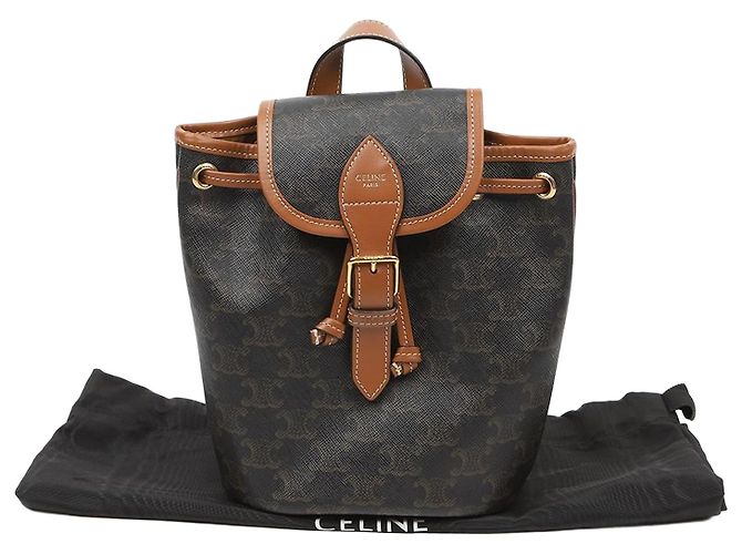 Céline Mini Triope Polco Canvas Backpack Tan