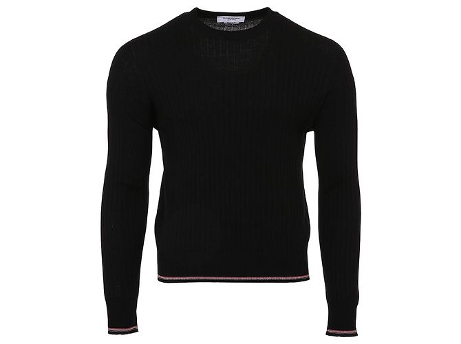 Thom Browne Merino Wool Rib Stitch Pullover Sweater