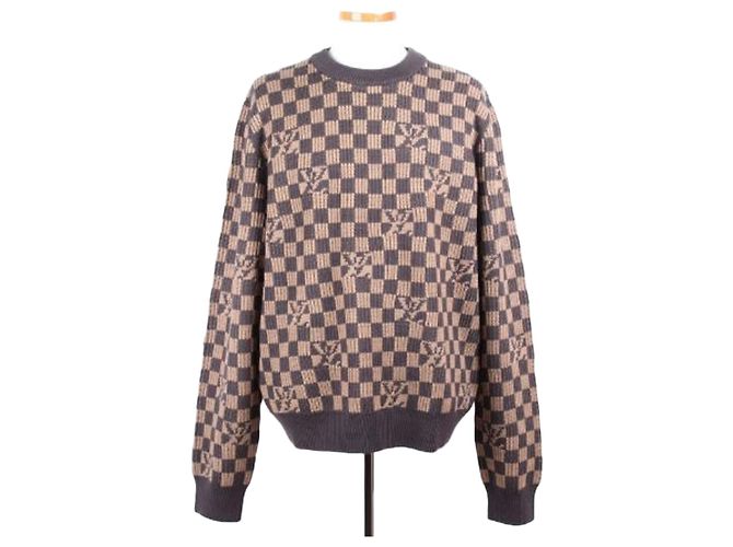Louis Vuitton Damier Rundhals Strickpullover Braun