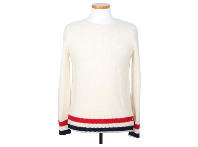 Thom Browne Pullover de malha com decote canoa às riscas RWB