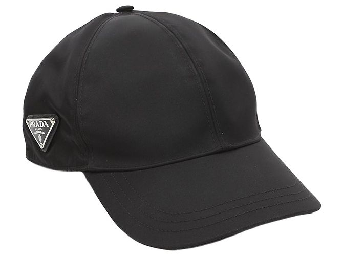 Prada Triangle Logo Nylon Baseball Cap Black