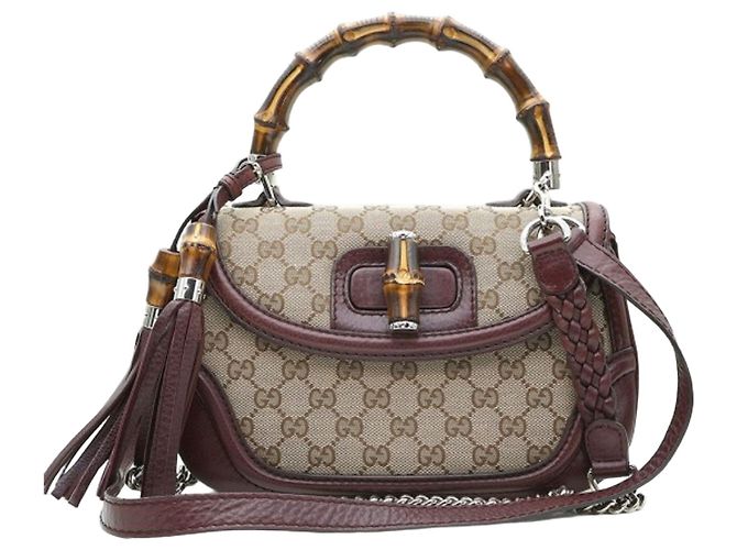Bamboo Gucci Mala Tote com pega de bambu