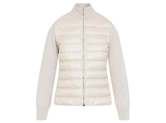 Moncler Cardigã de Lã com Zíper Acolchoado White
