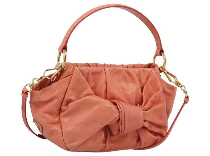 Bolsa PRADA em couro 2way Rosa Tom Dourado Auth ep16936V - Jerrillo
