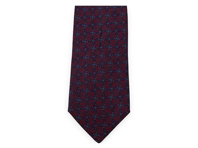 Hermès bordeaux silk tie geometric pattern