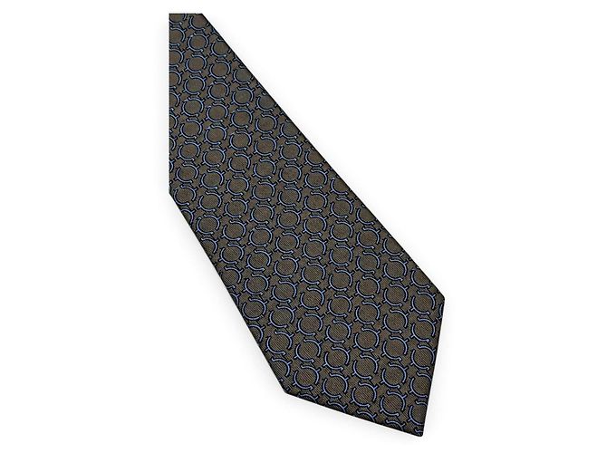Hermès brown silk tie