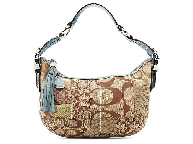 Coach 3680 Beige Blue Python Patchwork Schultertasche