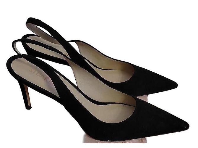 Stuart Weitzman Black Suede Slingback Pumps