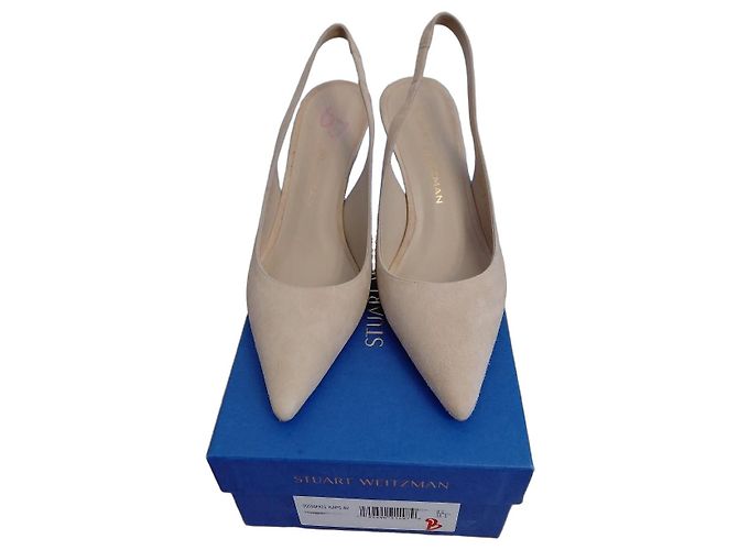 Stuart Weitzman Escarpins Slingback Daim Beige
