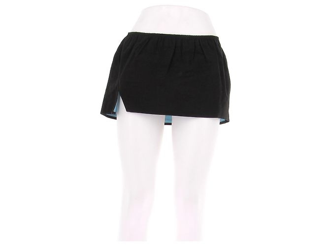 Autre Marque Minifalda de algodón negra