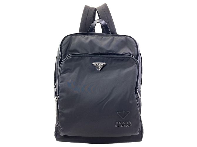 Prada Black Nylon Logo Backpack