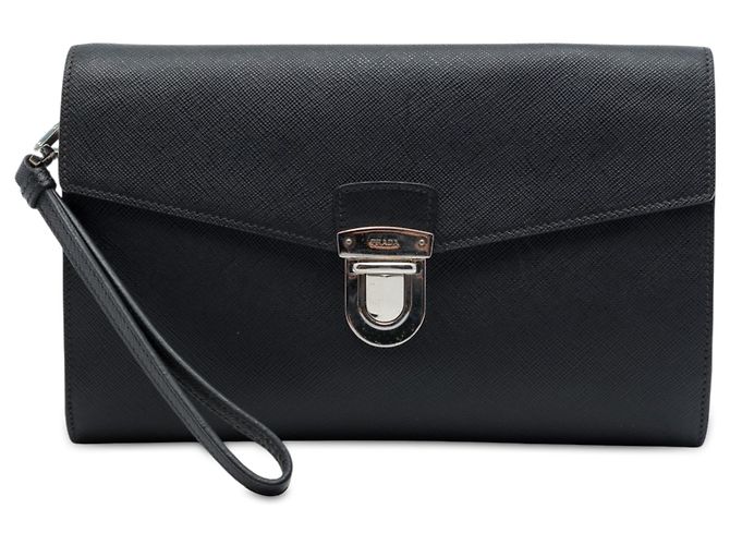 Clutch Prada Black Saffiano Envelope Push Lock