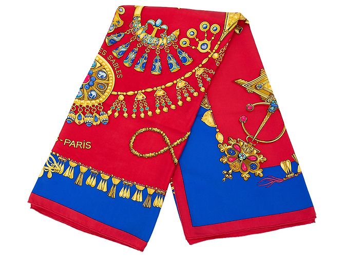 Lenço de seda Hermès Red Parures des Sables 90
