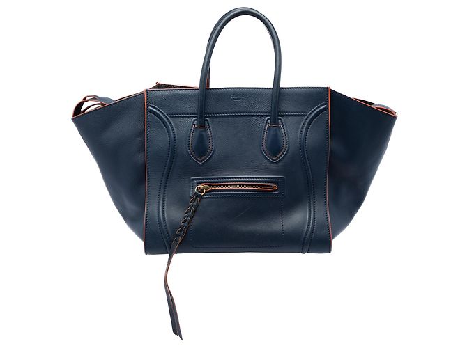Céline Celine Blue Medium Leather Phantom Luggage Tote