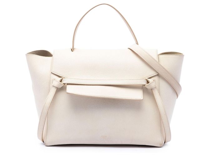 Belt Bag Céline Celine Mini Bolsa de Cintura em Pele de Bezerro Grão Branco