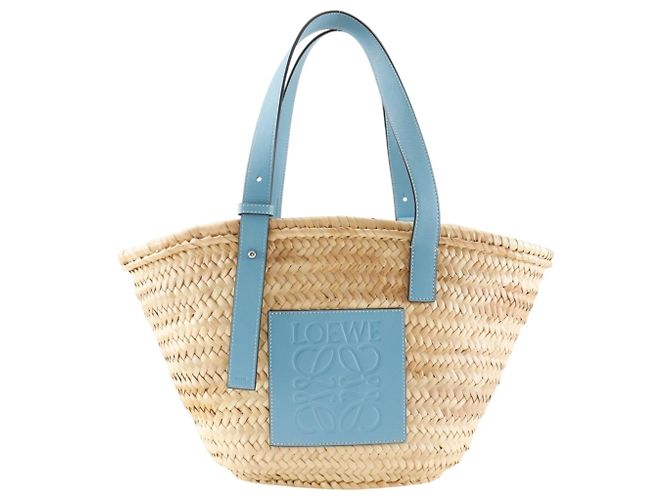 Borsa a Secchiello Loewe Marrone e Azzurro in Pelle e Rafia