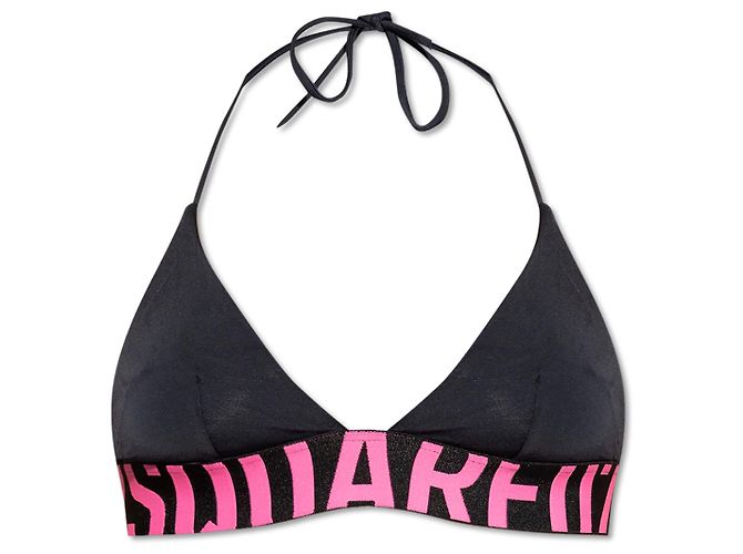 Top de bikini triangular negro y rosa Dsquared2