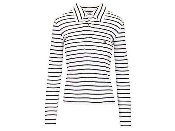Céline Gestreiftes Polohemd aus Seidenjersey