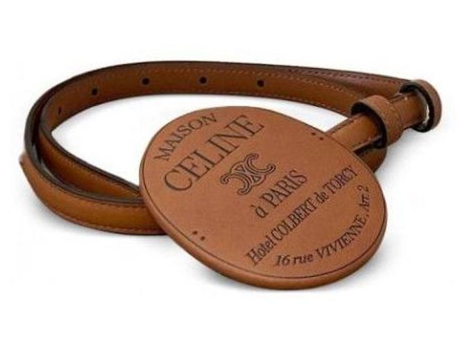 Céline Leather Belt Tan Black