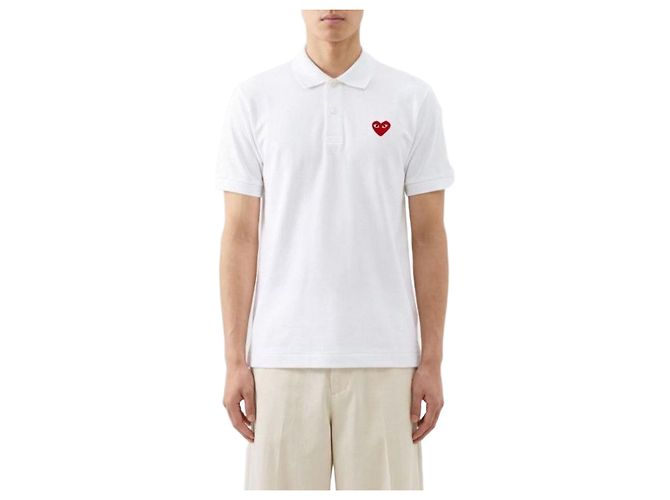 Comme Des Garcons Kurzarm-Poloshirt mit Herz-Patch AX