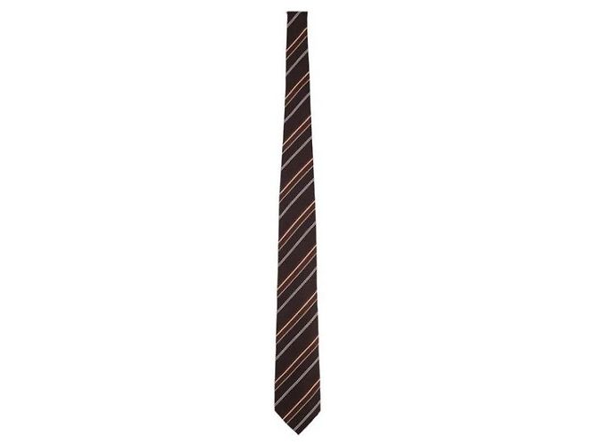 Cravate en soie à rayures Tom Ford Marron Foncé