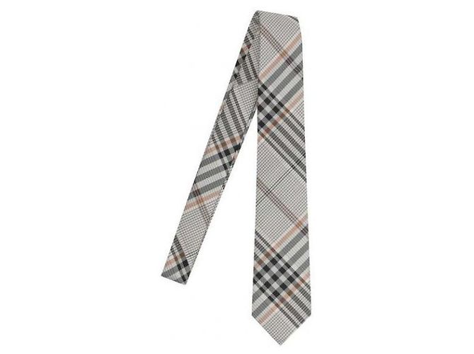 Cravate Burberry en soie à carreaux marron