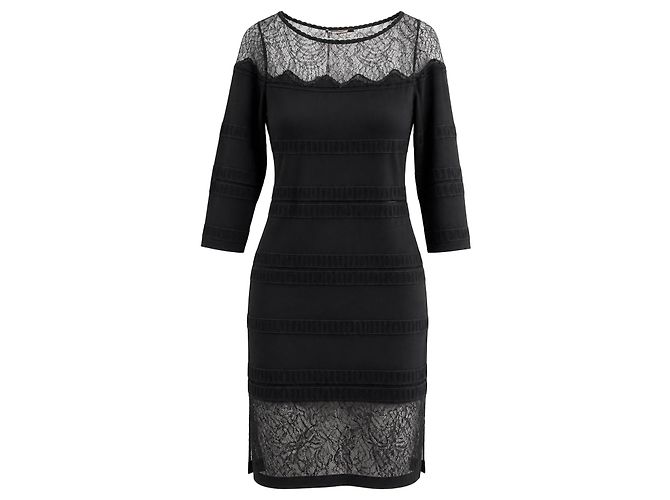 Roberto Cavalli Schwarzes Strick- und Spitzenkleid