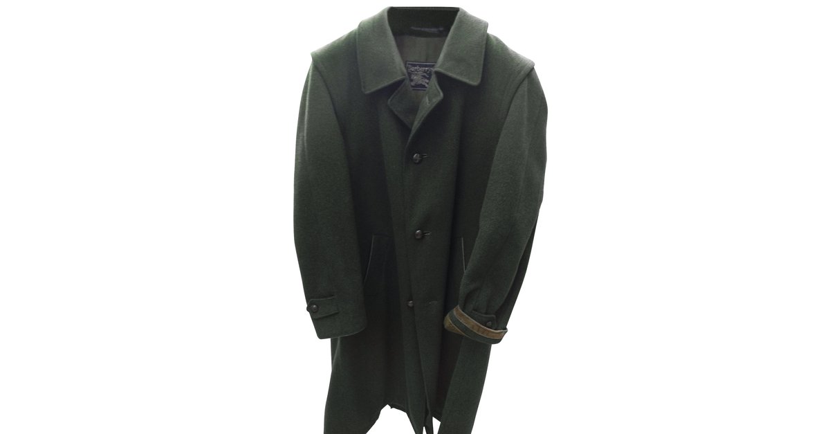 green burberry coat