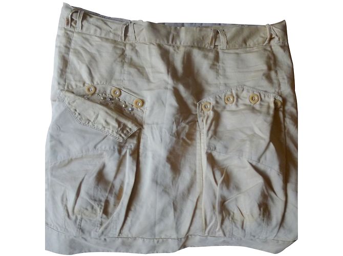 Jupe Taille Haute Beige Avec Jupon Volant Marithé Et François Girbaud - Taille 34