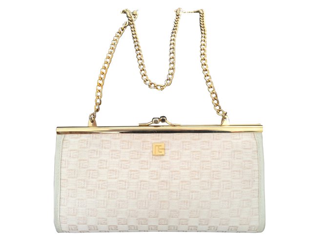 Pierre Balmain Clutch bags Beige Cloth Joli Closet