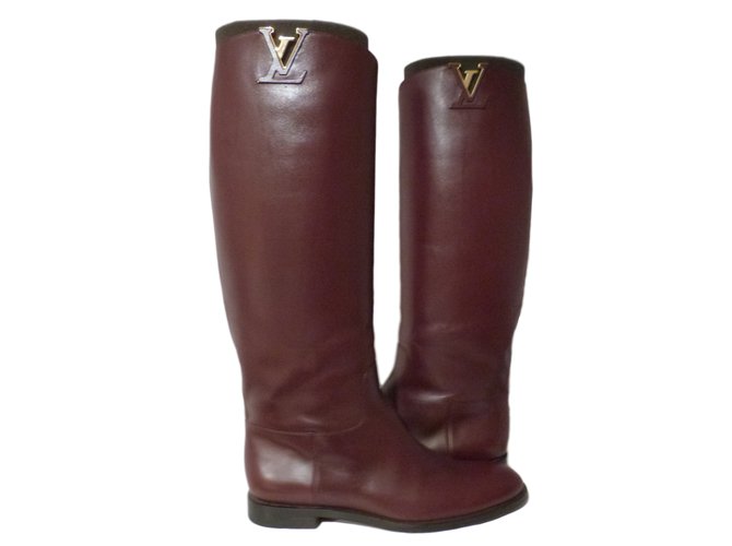 Louis Vuitton Boots Dark red Leather Joli Closet