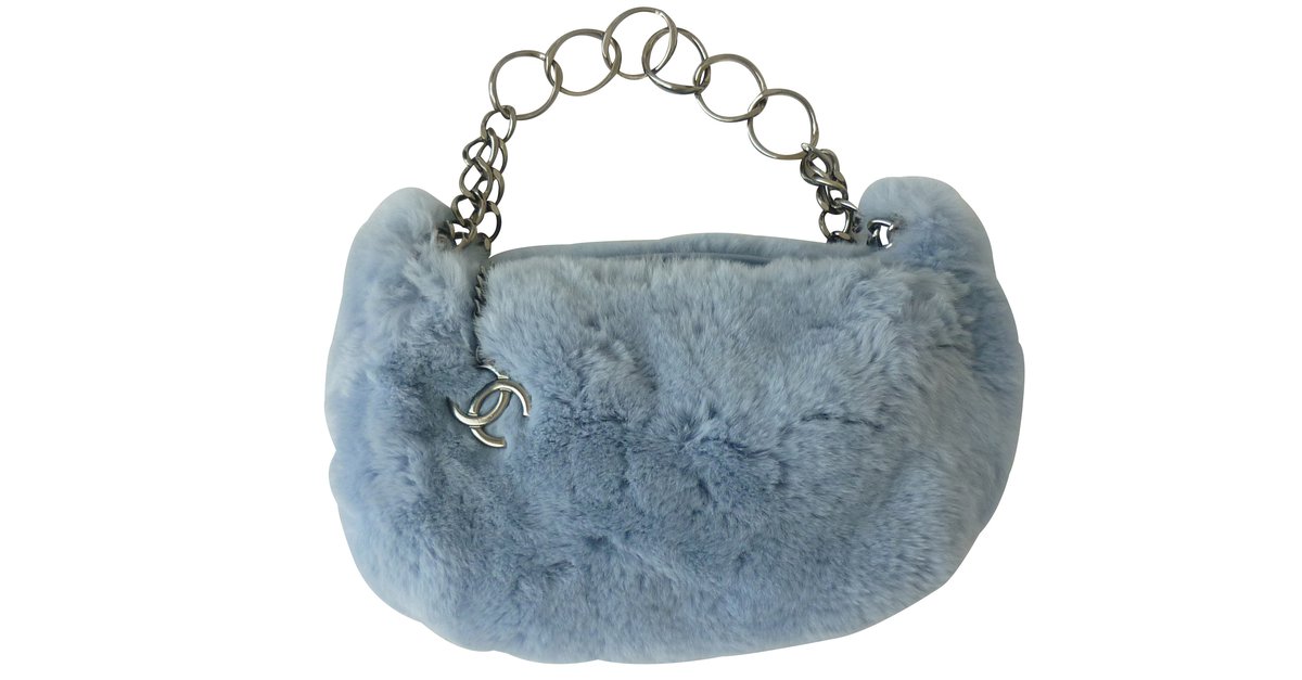 Chanel Handbags Blue Fur ref.14043 - Joli Closet