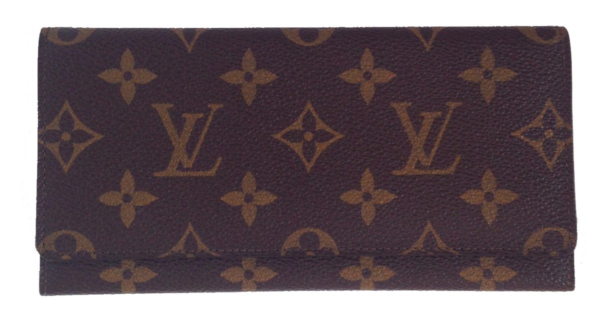 Louis Vuitton Monogram Checkbook Clutch Cardholder Brown Cloth ref