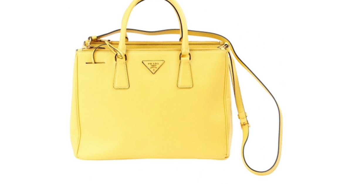 Prada Yellow Saffiano Lux Leather Parabole Shopping Tote Bag BN2401 -  Yoogi's Closet