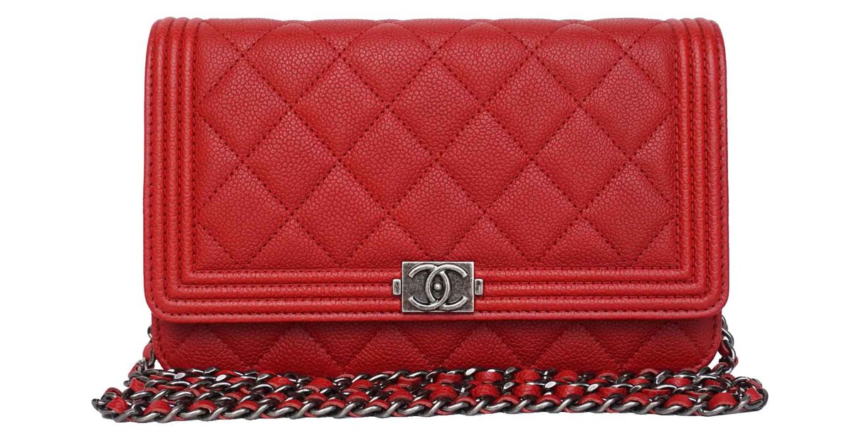 Chanel Boy WOC Red Leather ref.21186 - Joli Closet