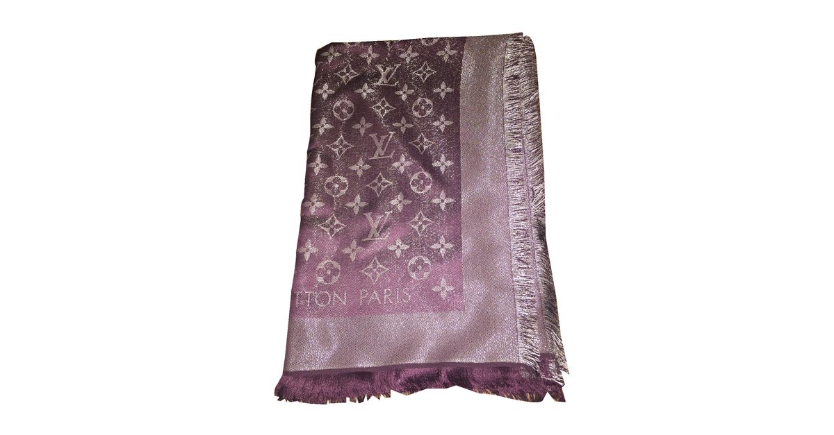 Châle monogram silk scarf Louis Vuitton Purple in Silk - 33901363