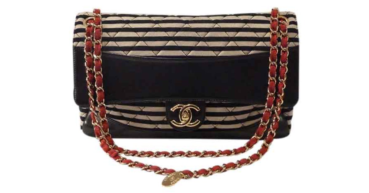 Chanel Coco Sailor Jumbo Flap Shoulder Bag Black Leather  - Joli  Closet